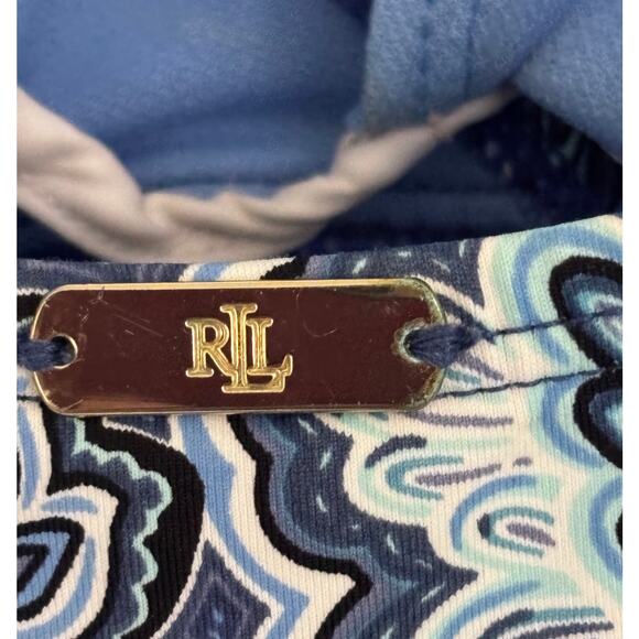 Lauren Ralph Lauren Blue Paisley Print Ruched One Piece Swimsuit Size 16 - Picture 5 of 9